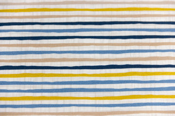 Jersey mit Streifen, ecru, marine, senfgelb, 0,5 m